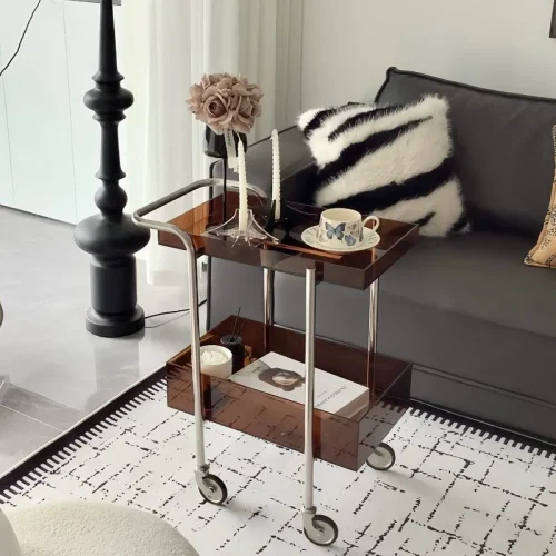 MOMO Simple Luxury Cafe Books And Plants Home Removable Acrylic Storage Shelves Antique Cart Side Table Modern Simplicity