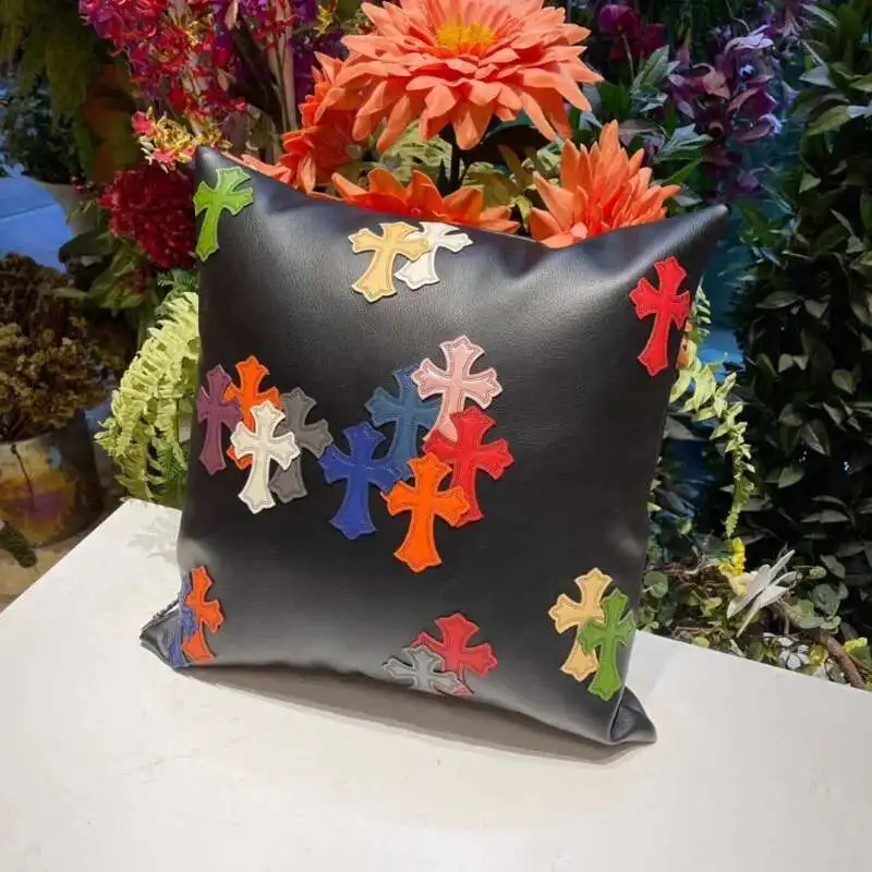 Light Luxury American Cross-stitch Leather Stool, Shoe Changing Stool for Home Living Room, Makeup Stool, Sofa Pillow - Image 4