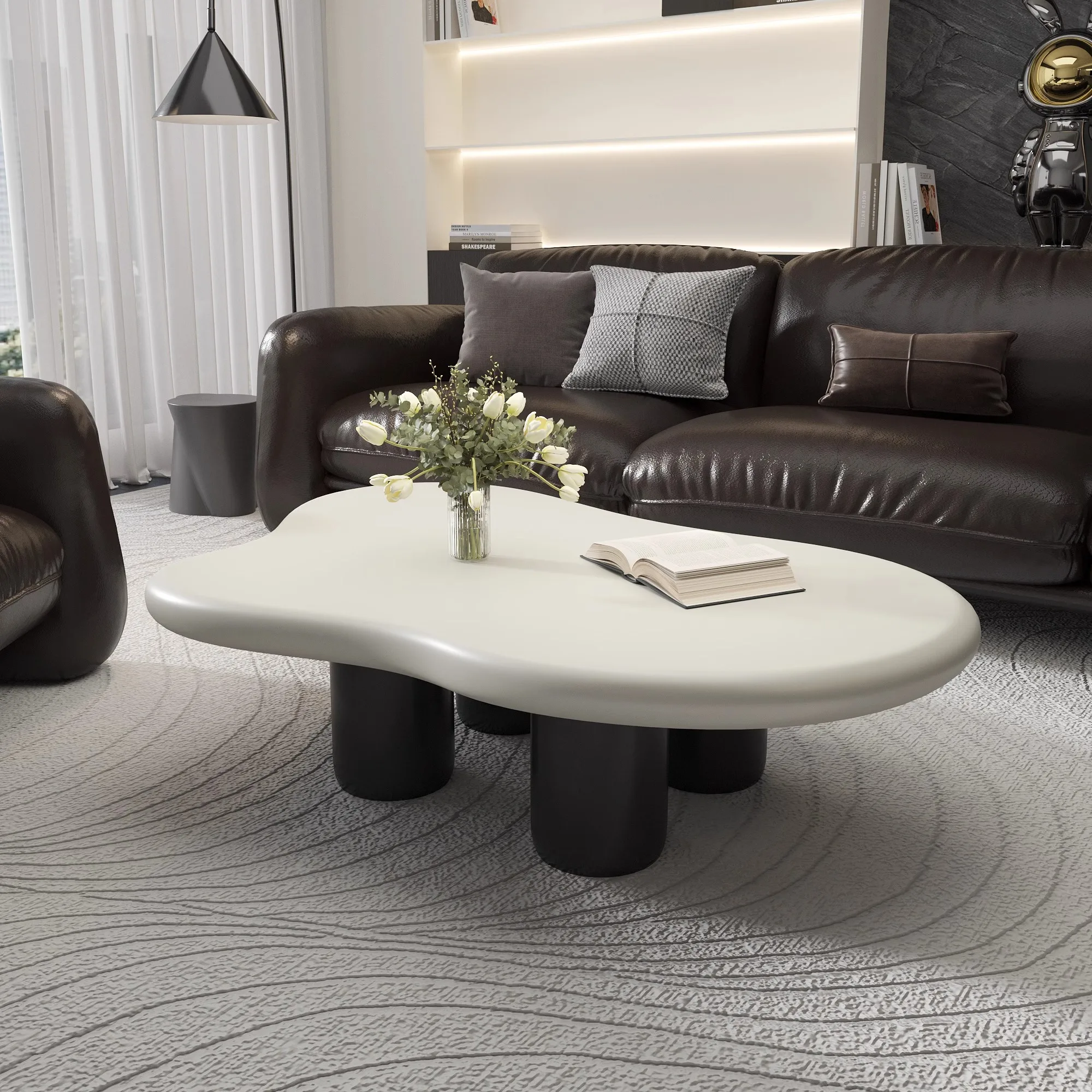 New European Style Living Room Furniture Irregular Coffee Table Brown Solid Wood Creative Cloud Coffee Table - Image 6