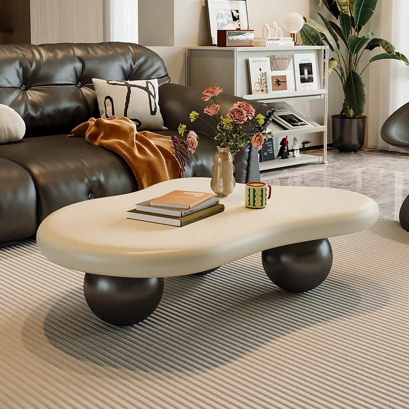 New European Style Living Room Furniture Irregular Coffee Table Brown Solid Wood Creative Cloud Coffee Table - Image 3