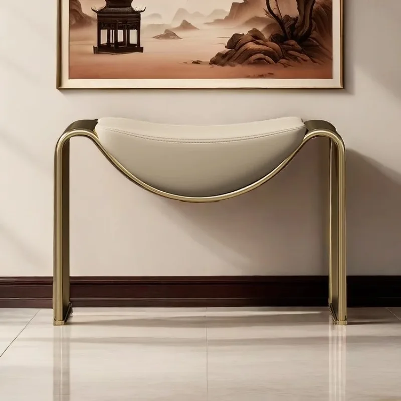 Italian Light Luxury Bedroom Dressing Chair,home Entrance Iron Minimalist Shoe-changing Stool ,living Room Grand Reception Stool - Image 3