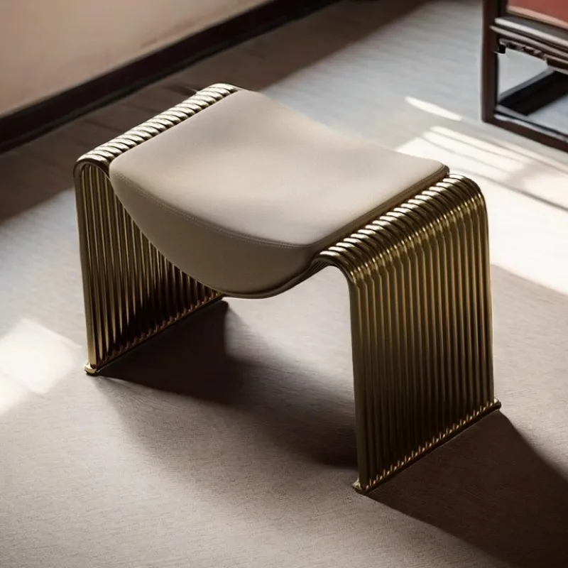 Italian Light Luxury Bedroom Dressing Chair,home Entrance Iron Minimalist Shoe-changing Stool ,living Room Grand Reception Stool