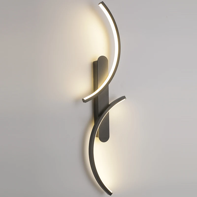 2PC Curved Wall light LED Modern Wall Lamp Black Moonlight Living Room Bedroom Bedside Corridor Cloakroom Lighting Fixtures - Image 5