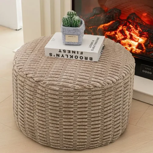 Pouf Ottoman Stuffed Round Modern Foam Filled Ottoman Foot Rest Poufs for Living Room Chair Decorative Boho Foot St Customizable