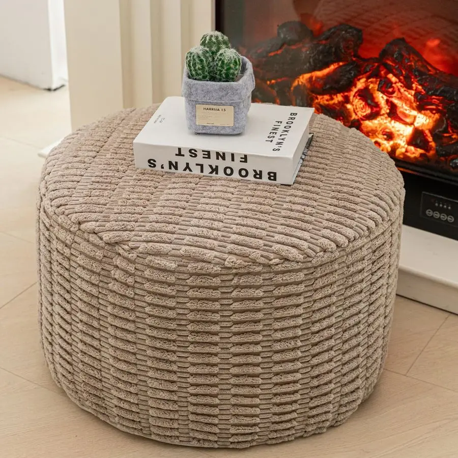 Pouf Ottoman Stuffed Round Modern Foam Filled Ottoman Foot Rest Poufs for Living Room Chair Decorative Boho Foot St Customizable