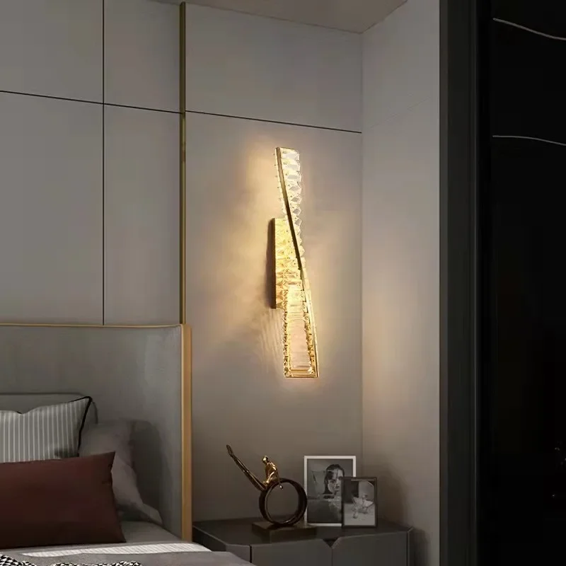 Modern Irregular Crystal Led Wall Lamps Gold Steel Luxury Wall Scones Bedside Sofaside Bedroom Indoor Lighting Lustre Fixture - Image 2